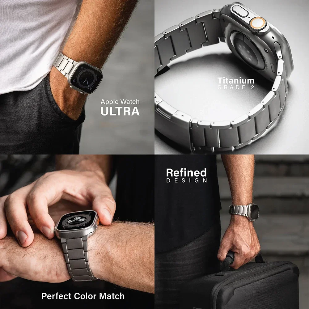 Titanium Band T01 Compatible for Apple Watch Ultra Band 42mm 44mm 45mm 49mm Business Strap for IWatch Series 9 8 7 6 5 4 Se 3 2