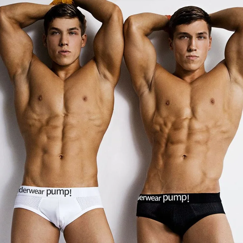 Pantalones triangulares clásicos de malla blanca y negra para hombre, ropa interior deportiva cómoda de tiro bajo para Fitness