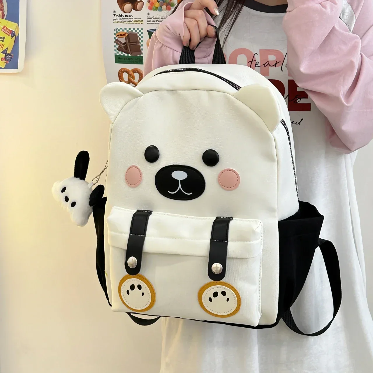 Sac en nylon en peluche de chien de dessin animé pour fille, sac de poupée mignon JK SR, mini SR, 14.96 po