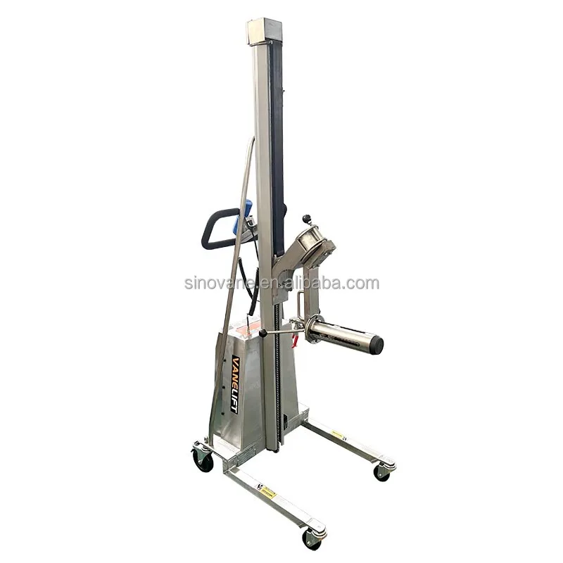 Elevador de rollos eléctrico portátil inteligente Inox, Mini carro elevador de carrete antioxidante de acero inoxidable para empresa de impresión de etiquetas
