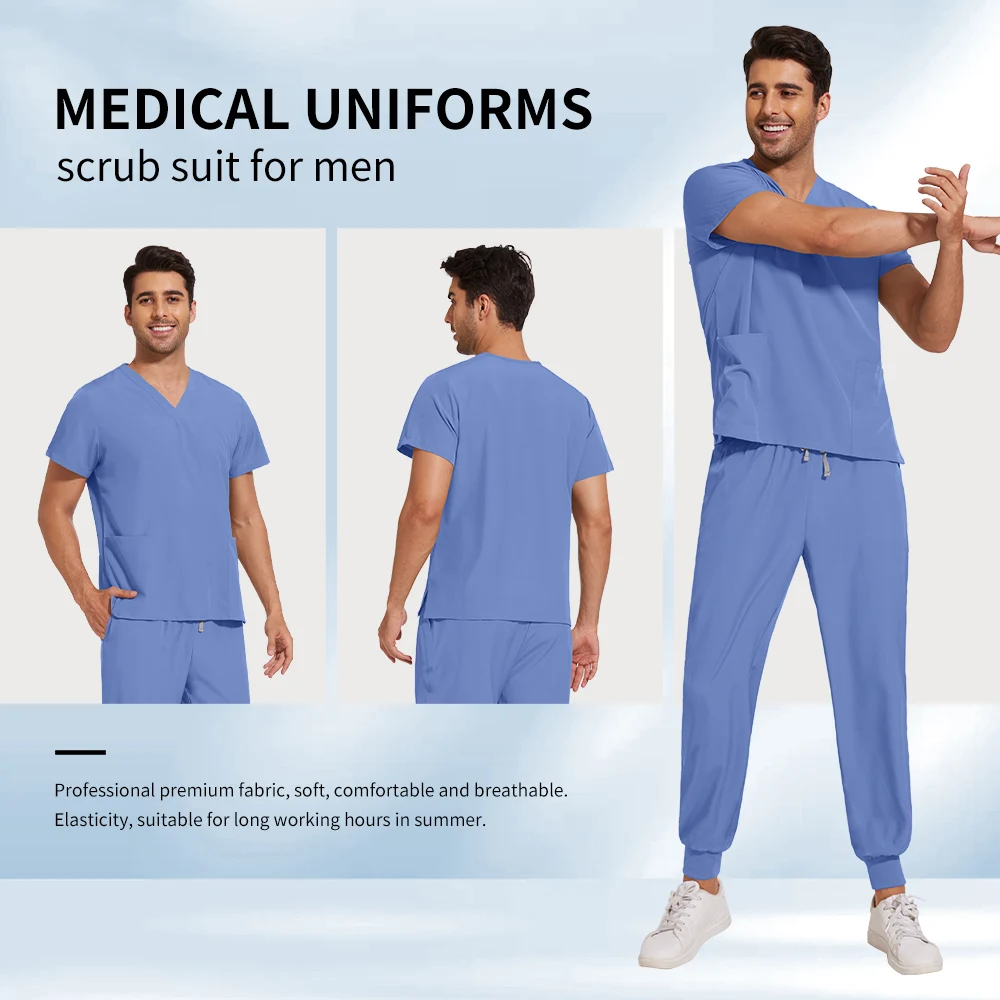 Niaahinn الدعك عداء ببطء مجموعة غرفة العمليات بدلة طبية الرجال صالون تجميل ملابس العمل ممرضة موحدة الرعاية الصحية التمريض ملابس العمل