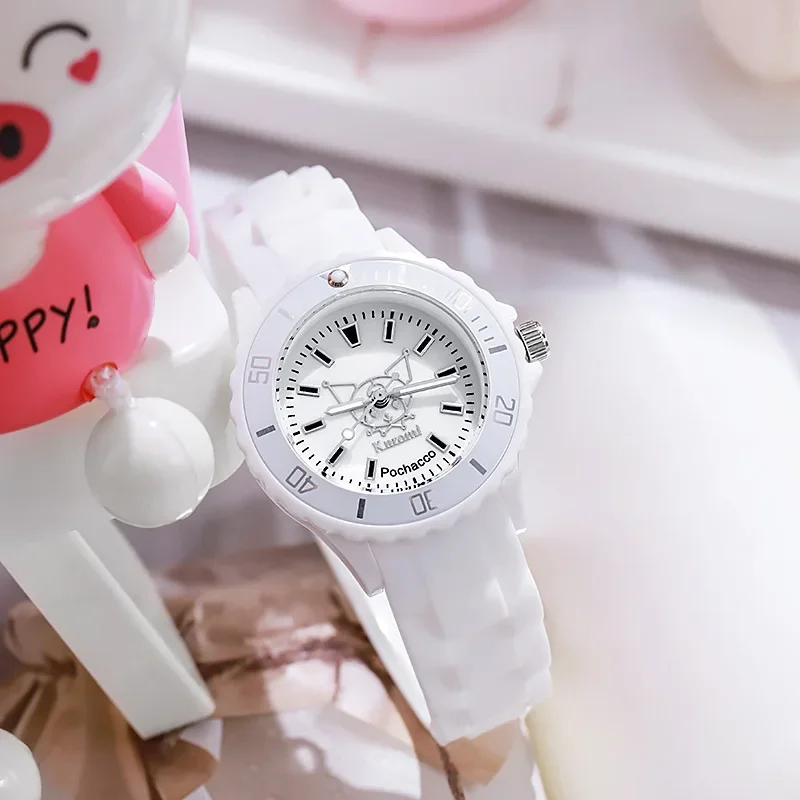 MINISO Sanrio Sanrioed Watches Simple High-color Hello Kitty Pochacco Kawaii New Electronic Watch Birthday Gift White Watch