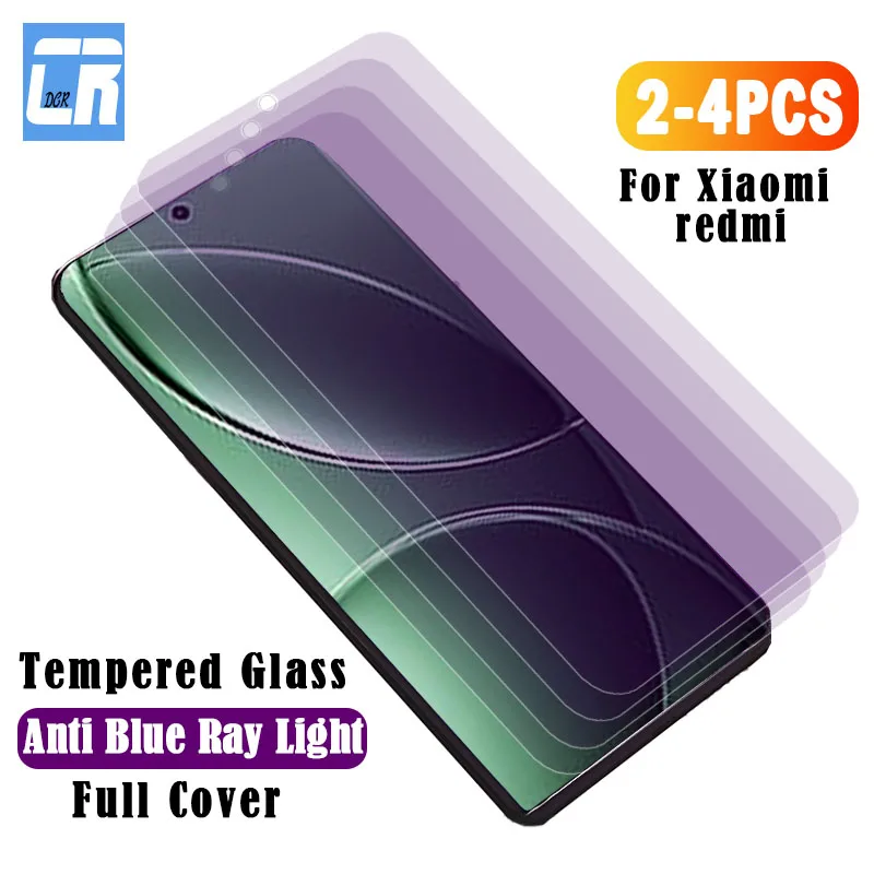 

2-4Pcs Anti Blue Light Tempered Glass For Xiaomi 15 Redmi K80 K70 K60 Ultra Screen Protector Poco F6 F5 X6 X5 M7 Pro C75 Glass