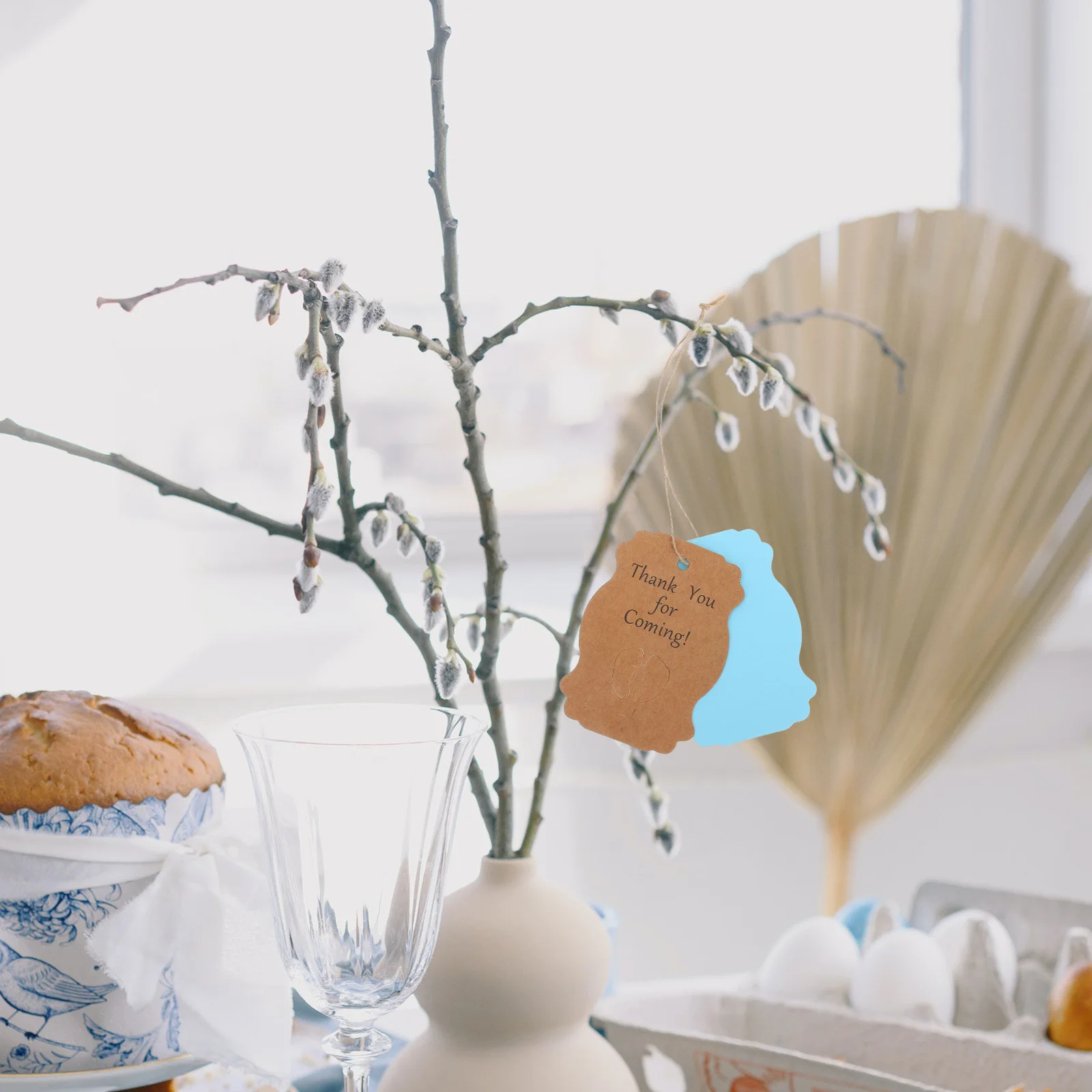 

100Pcs Holiday Party Footprint Thank You Tags Kraft Paper Hanging Labels for Baby Shower Wedding Favor Birthday Party