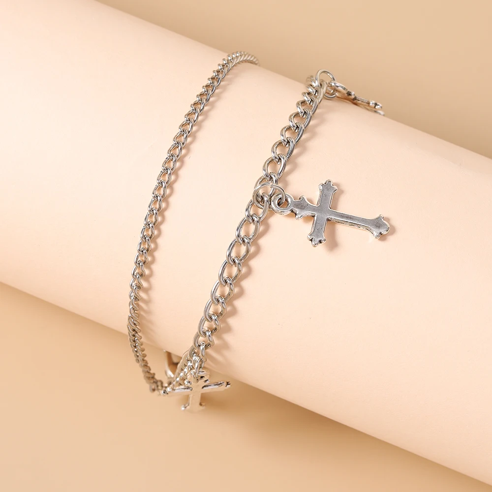 Aihua Boho Goldfarbenes Kleines Kreuz-Armband für Frauen Modischer Urlaubs- und Party-Schmuck Geschenke – Detail 6
