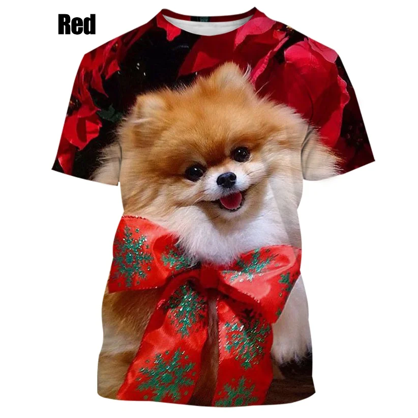 2022 New Summer Hot Sale Cute and Funny Dog Pomeranian 3D Printing High Quality Men\'s and Women\'s T-shirt Tops