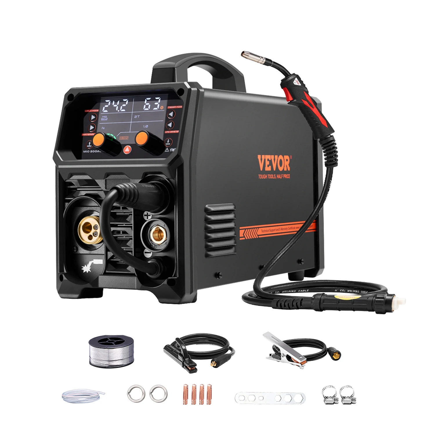 SucceBuy 5-in-1 MIG-lasapparaat 200 Amp Pluse Mig-lasmachine Gas MIG / Flux Core MIG / Stick / Lift TIG / AU TIG met LCD-scherm - afbeelding 2