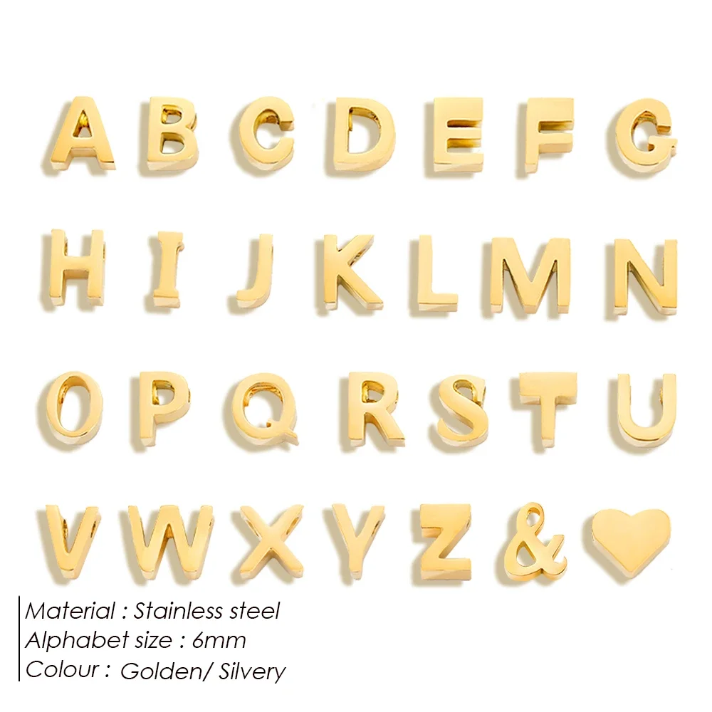 10PCS Heart Dainty Initial Charm Golden Letter Name Pendant For Making Women Necklace Wholesale Alphabet A-Z Jewelry Gift