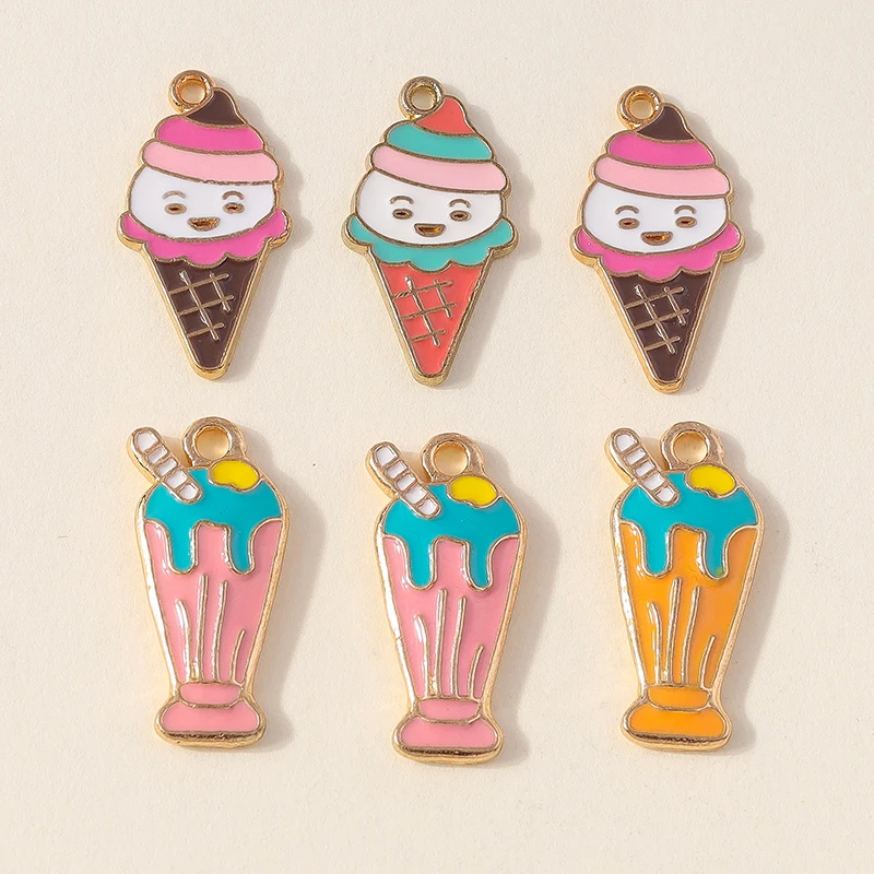 Leslie 10 Stück süße Emaille-Lebensmittel-Charms, süßer Mini-Cup-Kuchen-Anhänger für Armband, handgefertigte Schmuckherstellung – Detail 35