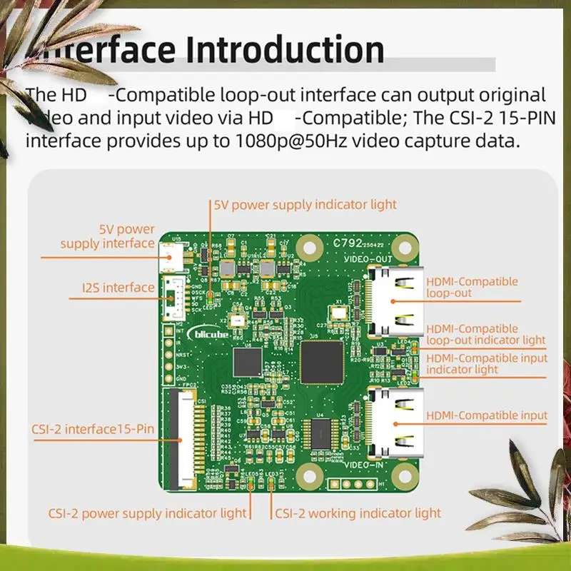 ABDW-C792 - متوافق مع وحدة CSI وI2C لوحدة التقاط الفيديو Gopro DSLR 1080P@60 هرتز CSI