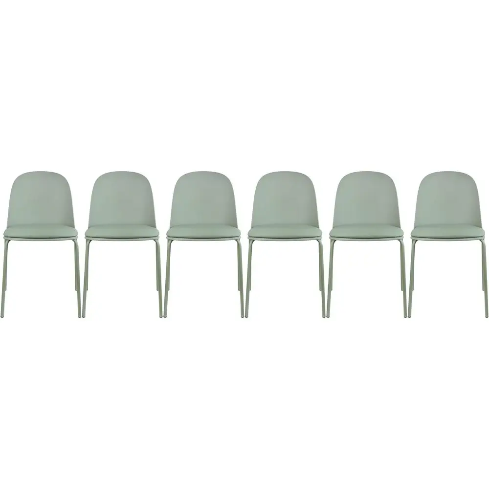 

Set o 6 ern Stackable ArmlDining Chairs, Plastic Shell Seat with Upholstered PU Leather Cushion Padded Seat Metal Legs or Home K