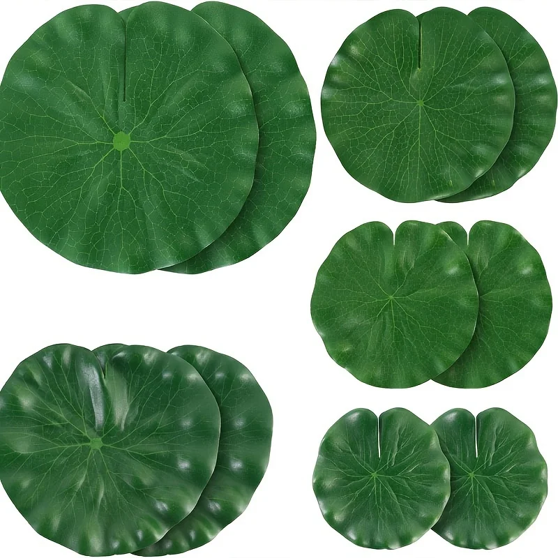 8 Pieces EVA Material Artificial Water Lily Pads - Realistic Floating Lily Pads for Pond, Koi Fish Pond, Patio and Aquarium Deco