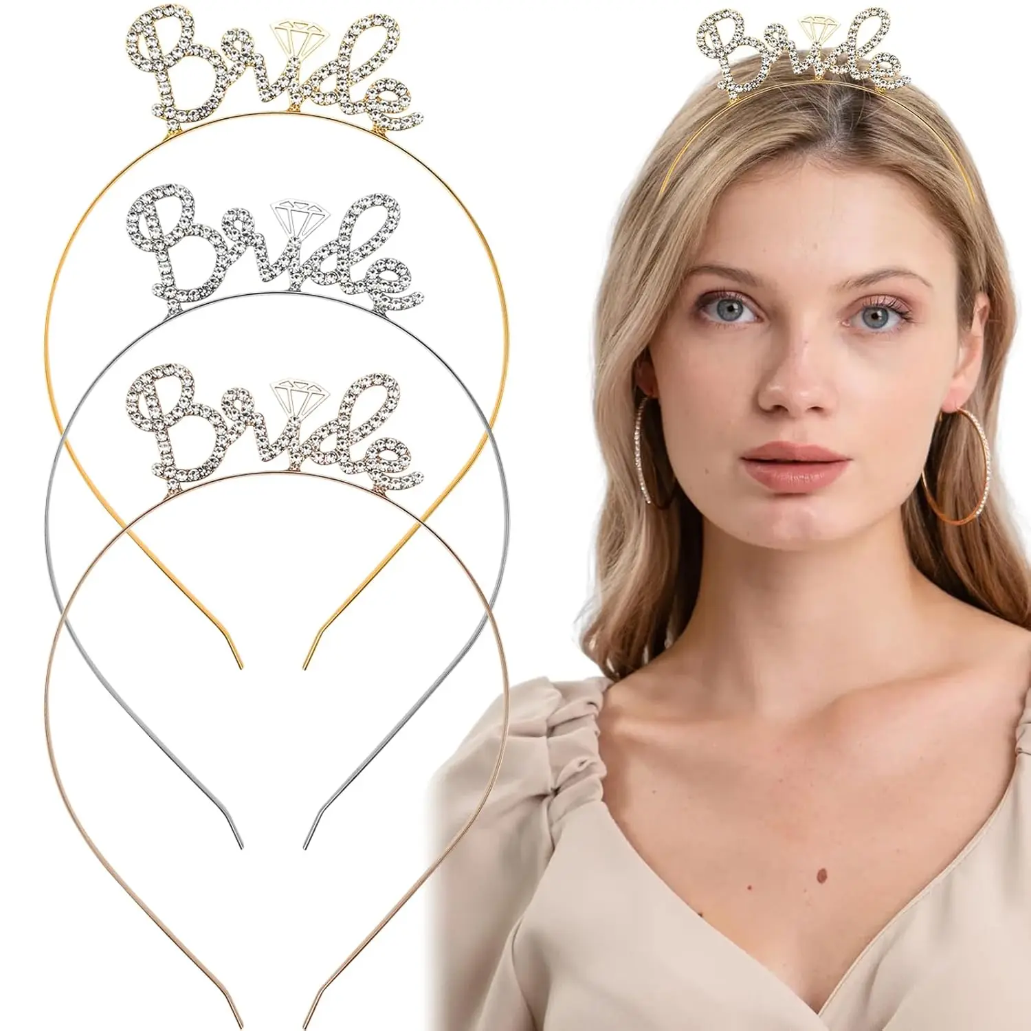 Креативный головной убор со стразами в виде алфавита «НЕВЕСТА» — свадебная повязка для волос для невесты, подружки невесты, девичника
