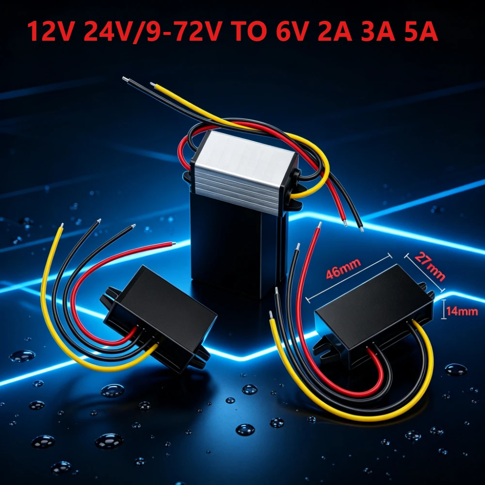 DC 12V 24V 36V 48V 9V-72V to 6V 2A 3A 5A Step Down Converter Waterproof Power Adapters Buck Voltage Regulator Car Power