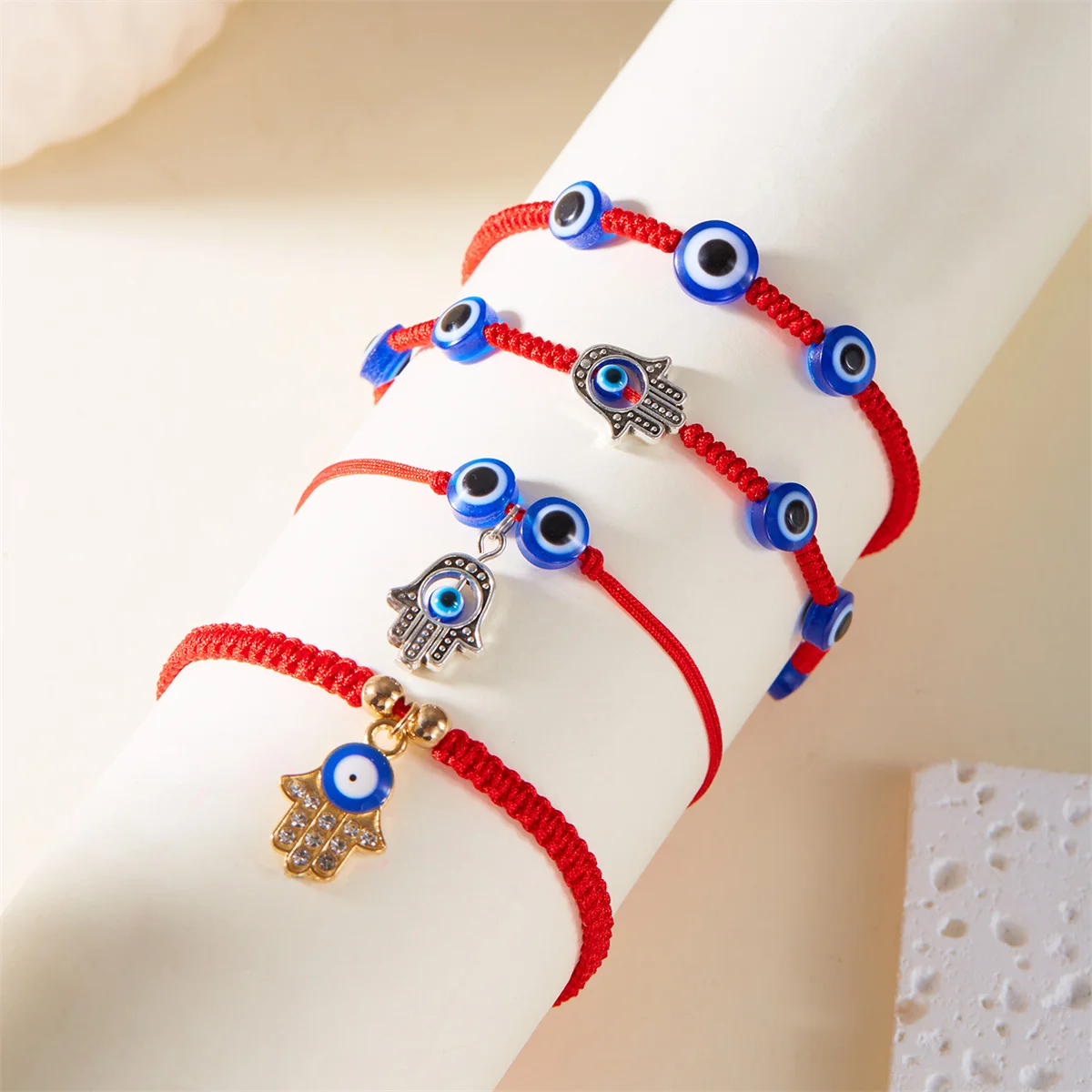Pulseras de ojos azules malvados turcos de hilo rojo de la suerte para mujeres y hombres, amuleto de buena suerte tejido a mano, brazaletes de ojo de demonio, joyería de amistad