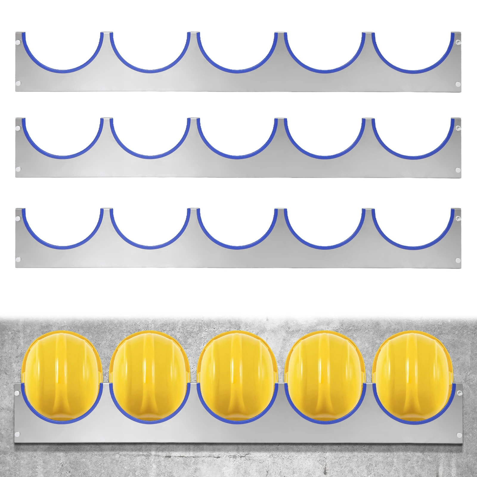 

Safety Helmet Holder Wall Mounted with Rubber Strip Fire Helmet Shelf Stand Stainless Steel for Construction Sites & Facilities