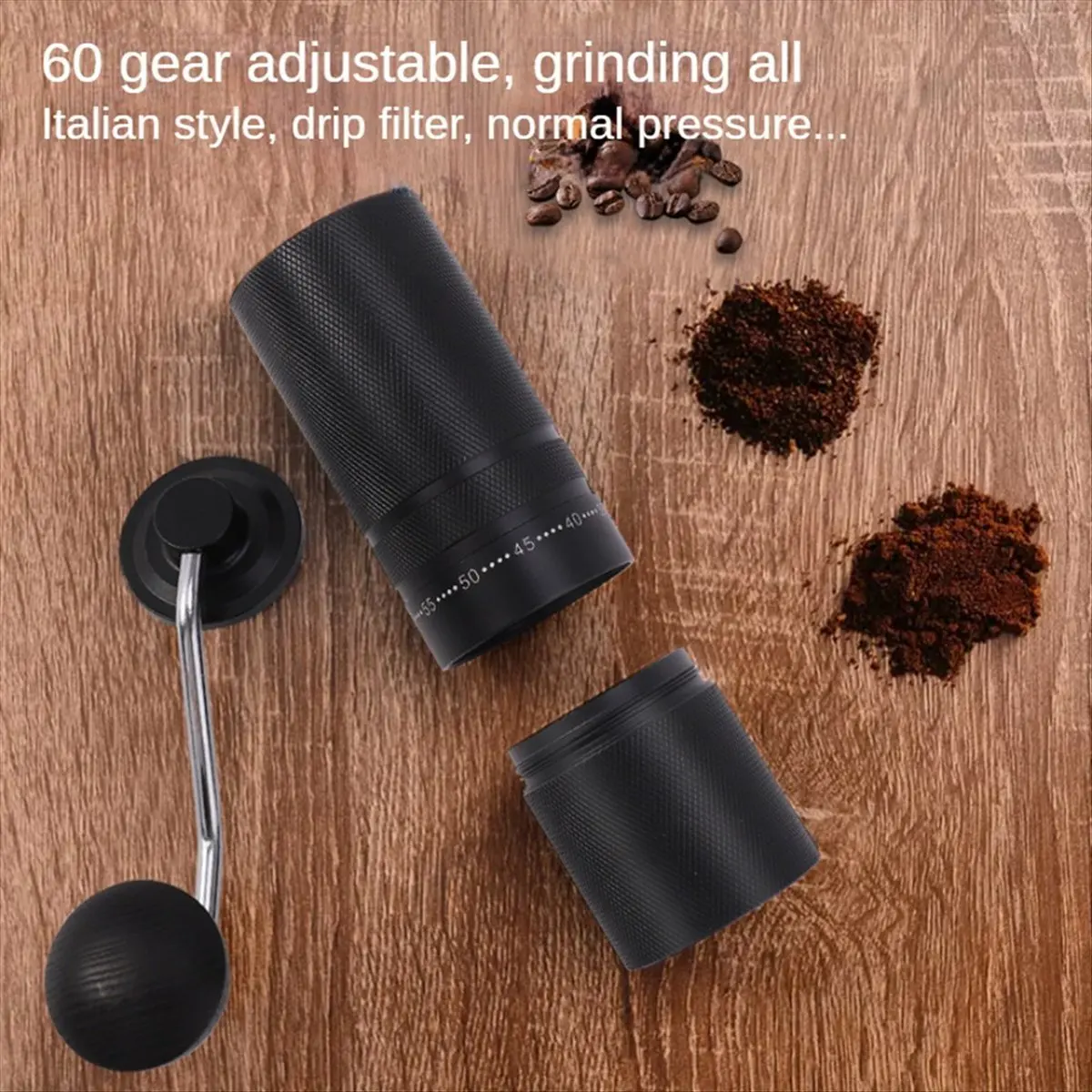(ESTR) Manuelle Kaffeemühlen mit CNC-Edelstahlkern, verstellbare Handkaffeemühle für den Außenbereich, Zuhause, Büro A