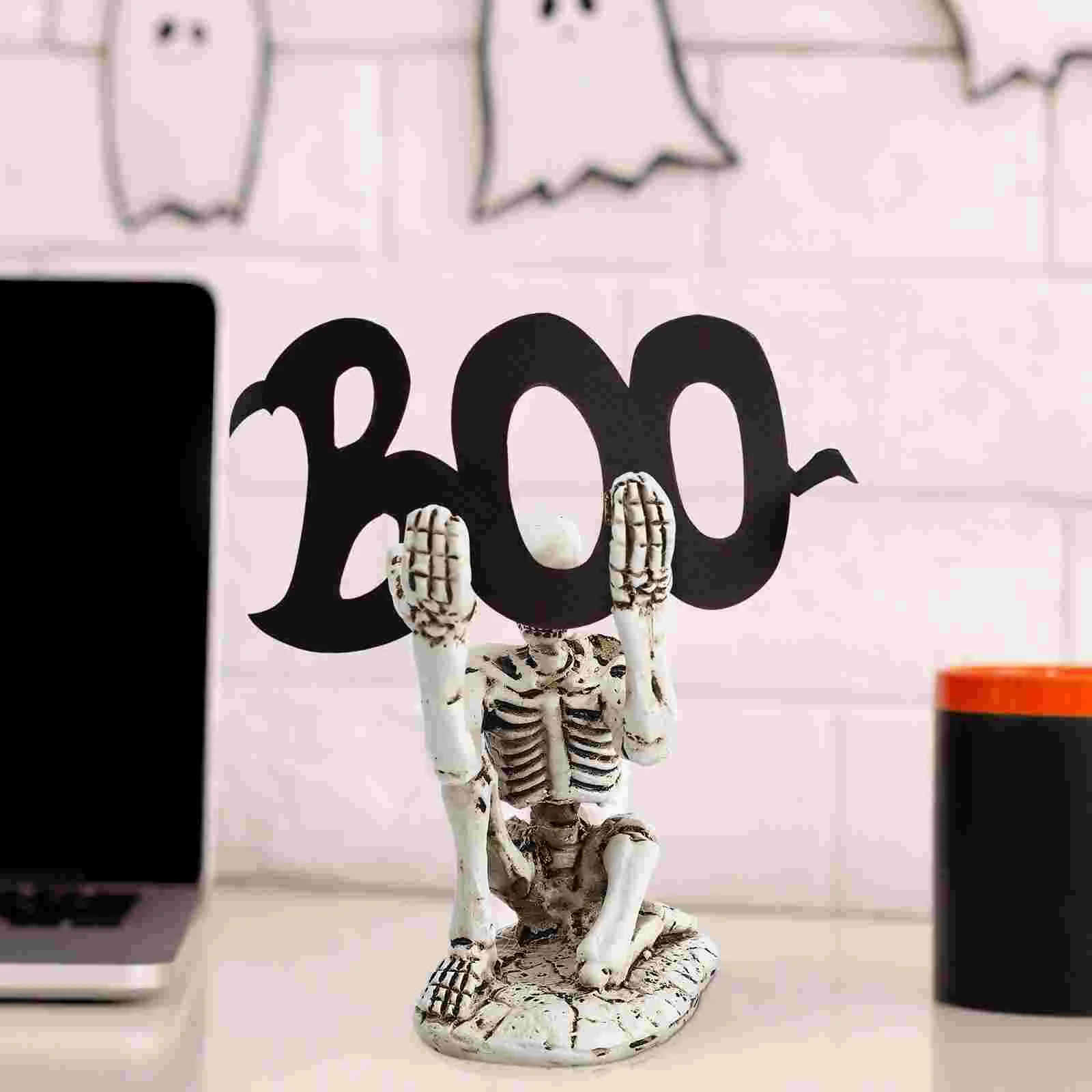 Halloween Pencils Skull Holder Tabletop Ornament Decoration Storage Rack Resin Party Office