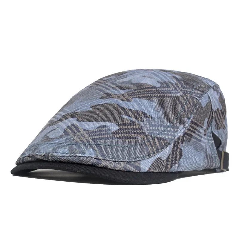 Spring Cotton Camouflage Print Newsboy Caps Flat Peaked Cap Men and Women Painter Beret Hats 167