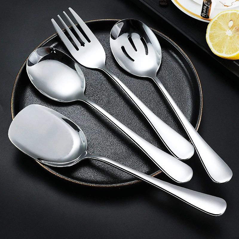 Stainless Steel Serving Spoon and Fork Chopsticks Cutlery Sets for Buffet Long Handle Home Dinnerware Tableware Kitchen Utensils