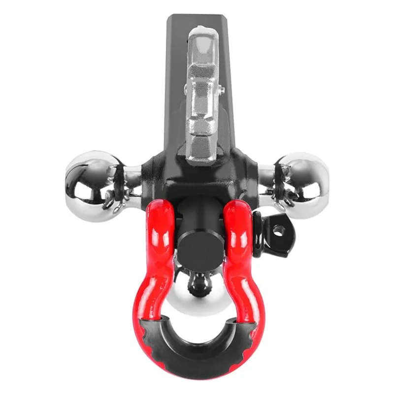 Heavy-Duty Trailer Hitch Ball Reliable Tri Ball Hitch with Hook Tow Shackle Fits 2-in Receiver