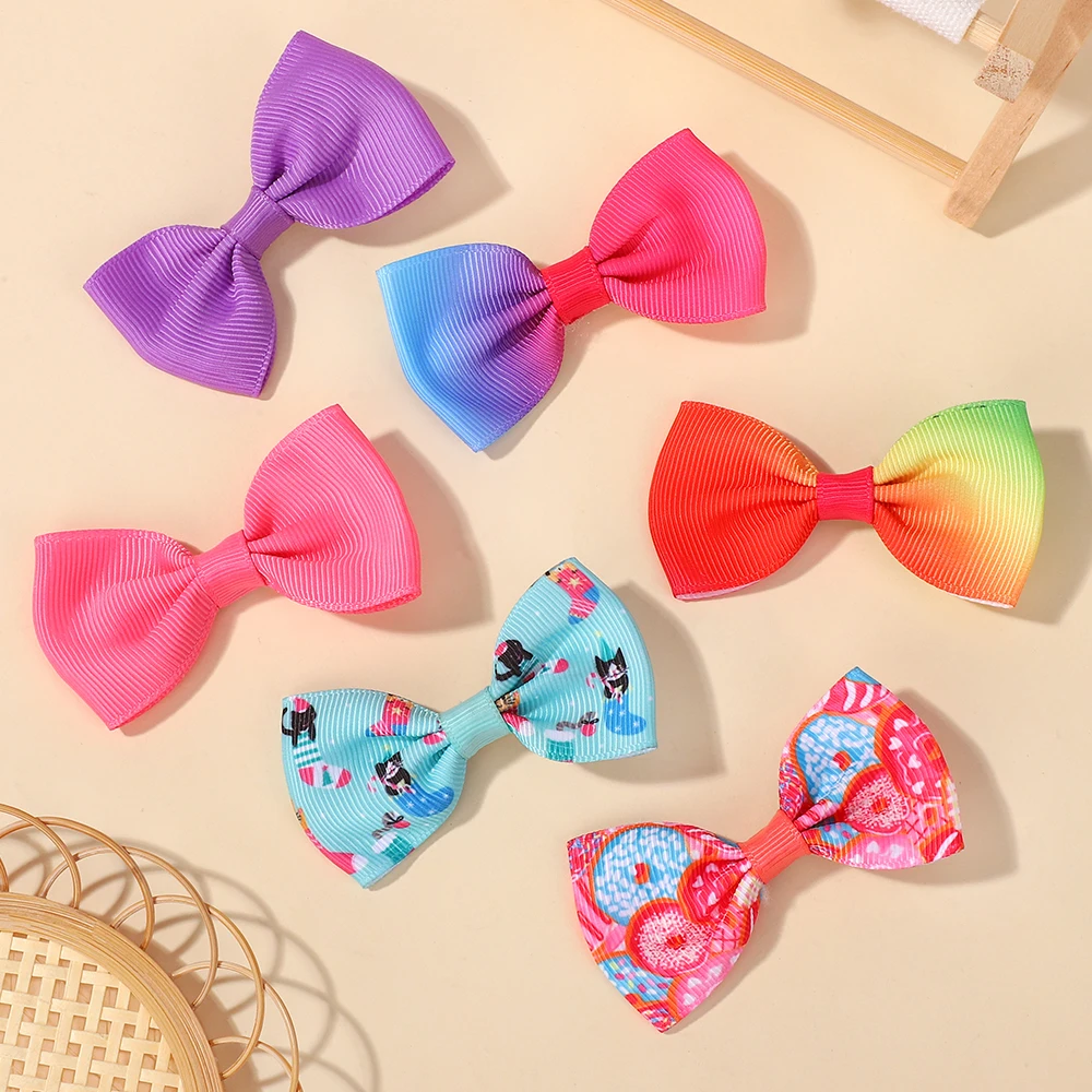 Pinces à cheveux avec nœuds pour bébé, 20 pièces, pour filles, frange, joli ruban imprimé, pour enfants, tenue de soirée décontractée, couvre-chef
