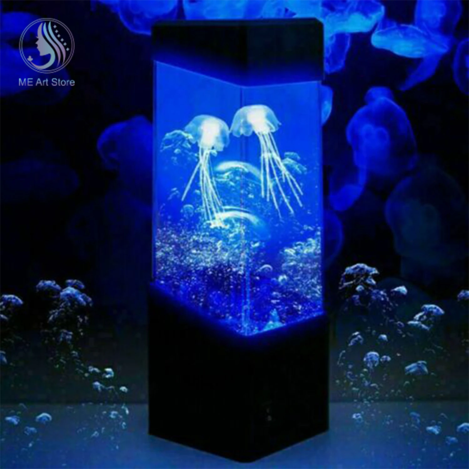 Beautiful Colorful Multicolored LED Jellyfish Light Lava Lamp - Gorgeous Aquarium LED Mood Night Light for Bedroom Decoration, R