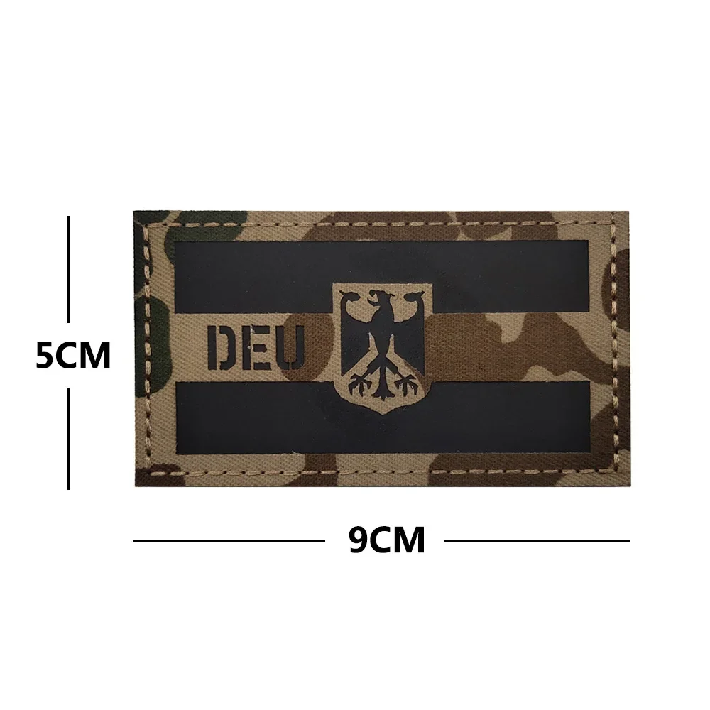 Deutschland-Flagge, bestickt, DEU, reflektierender Infrarot-IR-Patch, Deutschland, deutsches Armband, PVC-Gummi-Abzeichen, Applikationen für Mütze, Rucksack