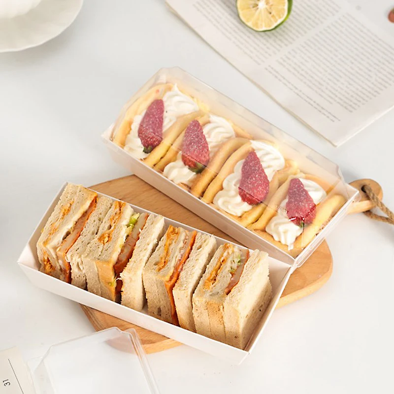 10Pcs Cake Dessert Donut Decoration Box Kraft Paper Cookie Bakery Food Sandwich Packing Box Wedding Birthday Party Supplies - view 6