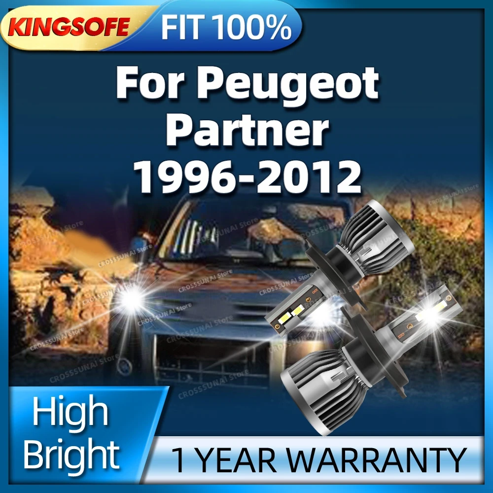 

2 шт. светодиодные фары 30000LM H4 авто лампы для Peugeot Partner 1996-2012 2006 2007 2008 2009 2010 2011 HiLo Beam Canbus лампы