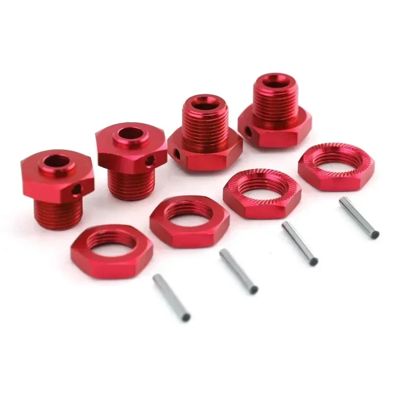 Metall 17 mm Rad-Sechskant-Nabenadapter mit Mutter für Arrma 1/8 3S Typhon 1/10 Big Rock V3 RC Auto Upgrade Teile Zubehör Kit, Rot