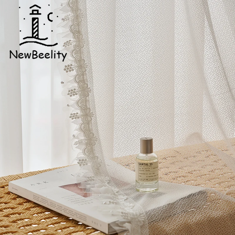 

French Curtains for Living Dining Room Bedroom Lace Tulle Light Impermeable White Tulle High-end Retro Light Luxury Dream Window