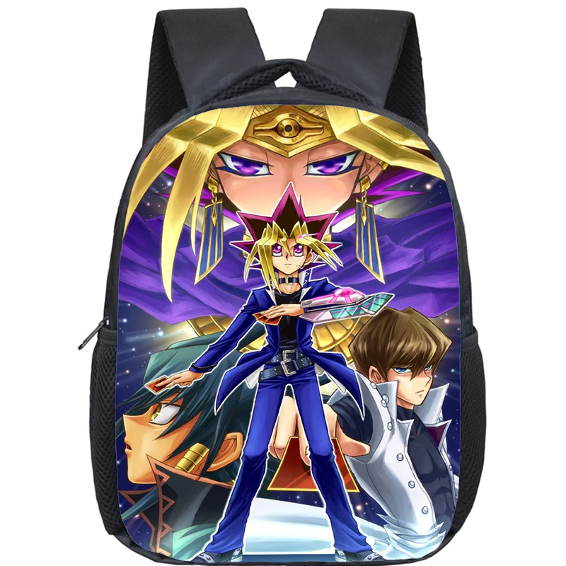 Yu-gi-oh! Sacos escolares impermeáveis para crianças, mochila de impressão cartoon, mochila para meninos e meninas, mochila infantil, anime, 12"