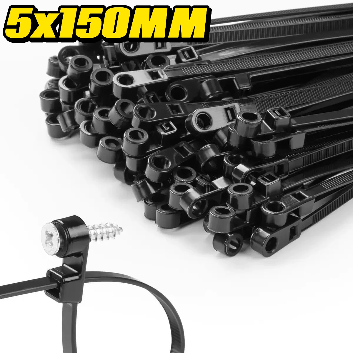 Nylon Kabelbinder met Schroefgat, Herbruikbaar en Vast, Zelfsluitende Kabelbinder, Instelbare Bevestigingsbanden, KantoororganizerKabelbinder met SchroefgatZelfsluitende