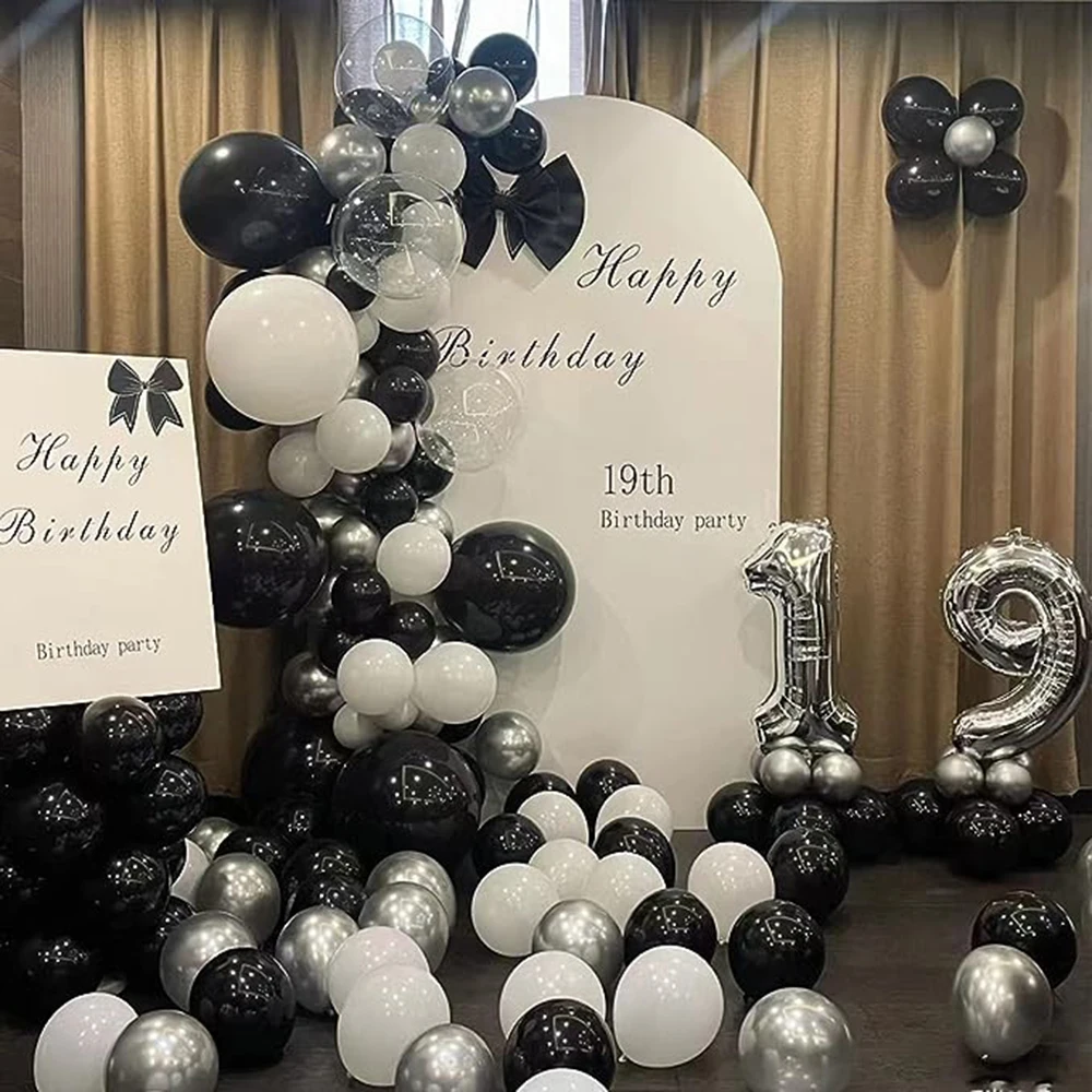 Birthday Balloons Garland Arch Black White Latex Balloon Kit Kid Baby Shower Party Decor Wedding Anniversary Decoration Supplies