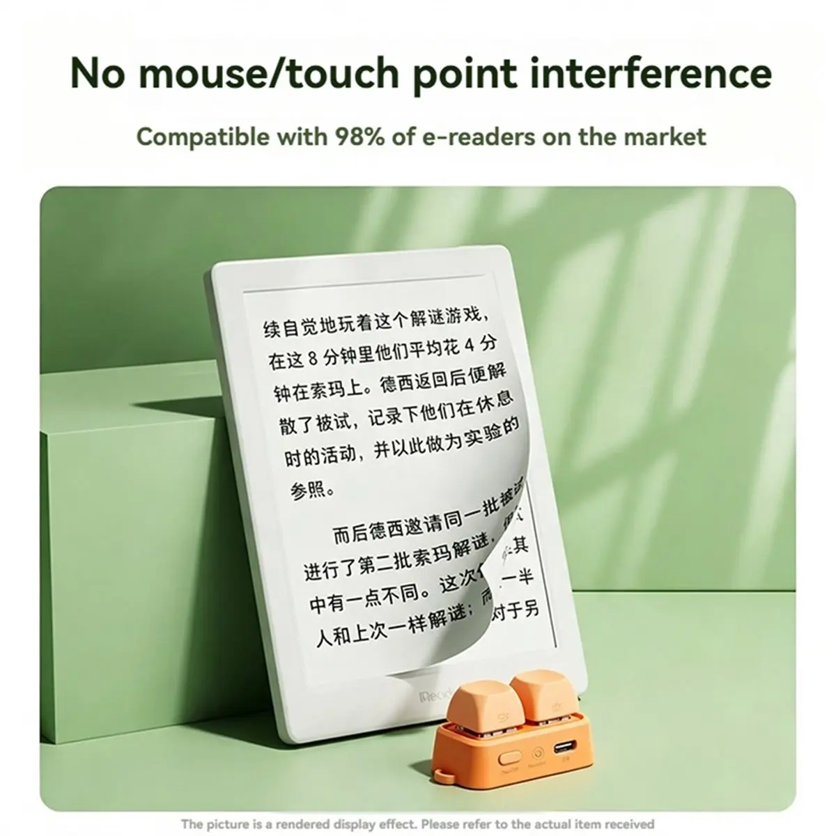 2-Button Page Turner E-Book Page Turner for Tablet Phone Bluetooth Remote Control Swipe Short Videos for Android/IOS A