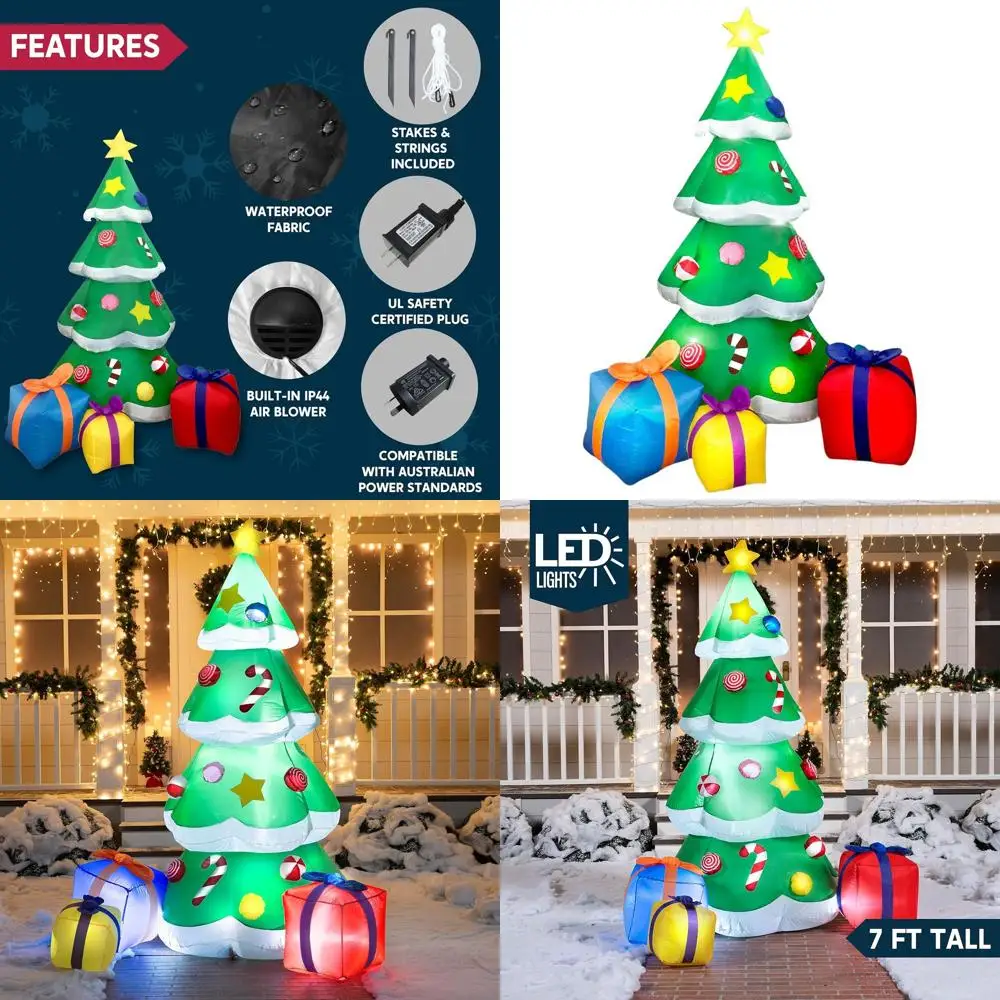 

Giant Outdoor Christmas Inflatable Tree with 3 Gift Boxes and Built-in LED Lights for Holiday Yard Decoration