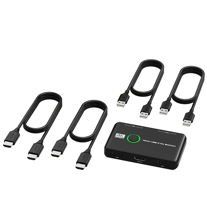 4K KVM-переключатель USB HDMI-совместимые коммутаторы для 2 компьютеров Share Клавиатура Мышь Принтер и монитор, поддержка 4K при 60 Гц