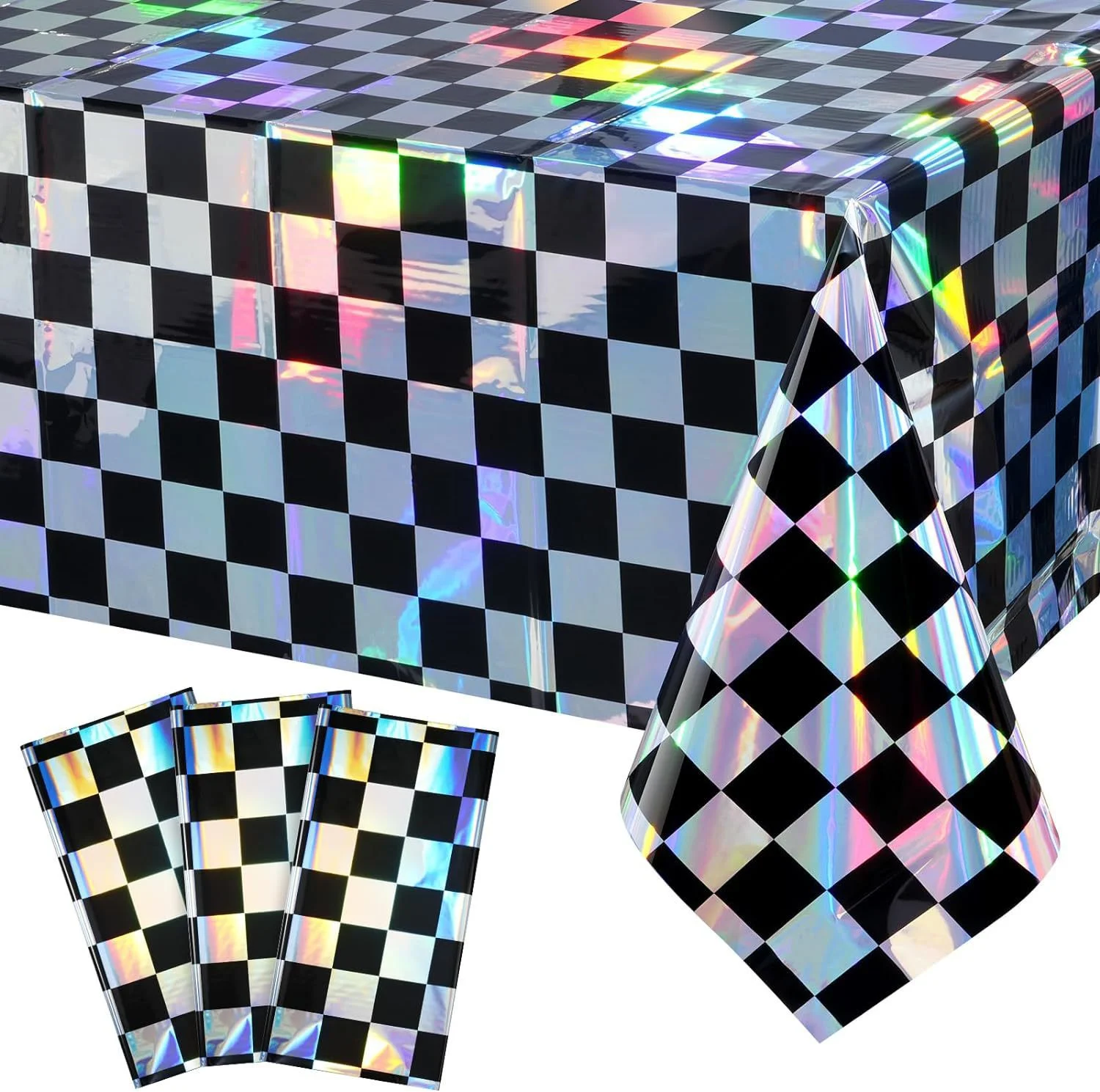 137x183cm laser Iridescence Tablecloth Rectangular Disposable Tableware Table Cover Birthday Party Decoration Supplies Event