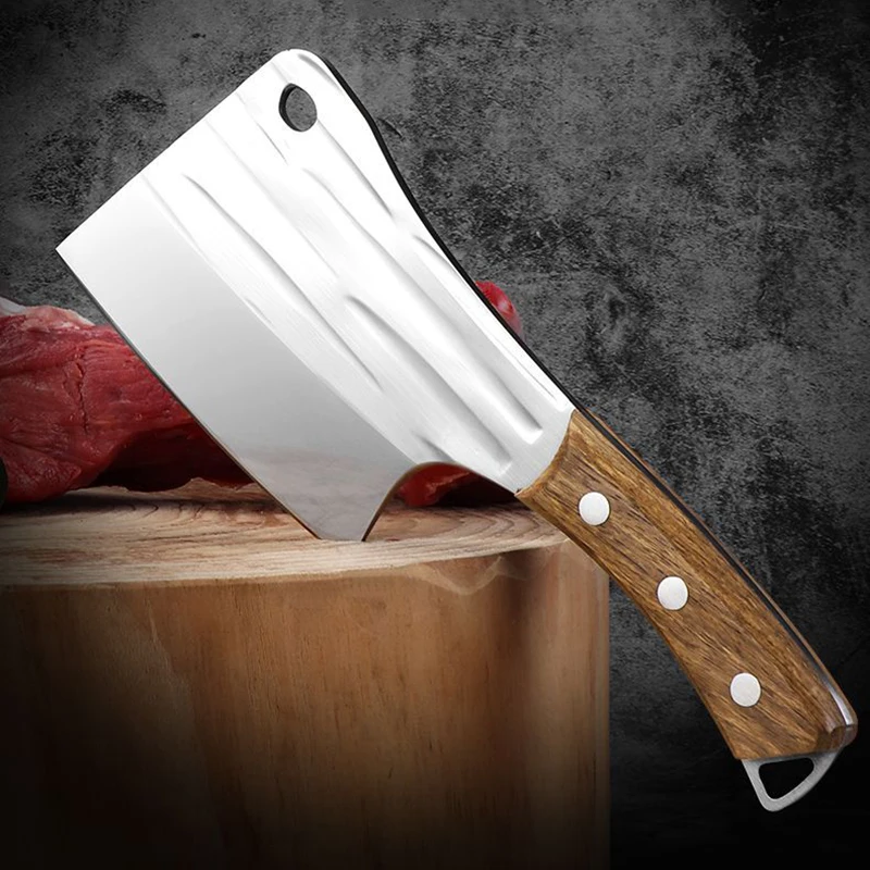 Sharp High Hardness Stainless Steel Butcher\'s Small Axe Type Bone Knife Beef Sheep Bone Chopping Knives Machete Kitchen Utensil