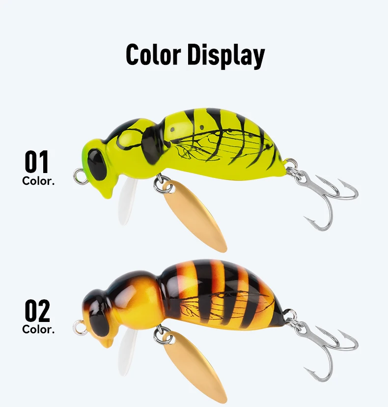KINGDOM Wasp Minnow Topwater-Köder 35mm 43mm Schwimmend Langsam Sinkender Insekten-Hartköder 3,9g 4,5g 4,8g 6,1g für Barsch und Forelle – Detail 13