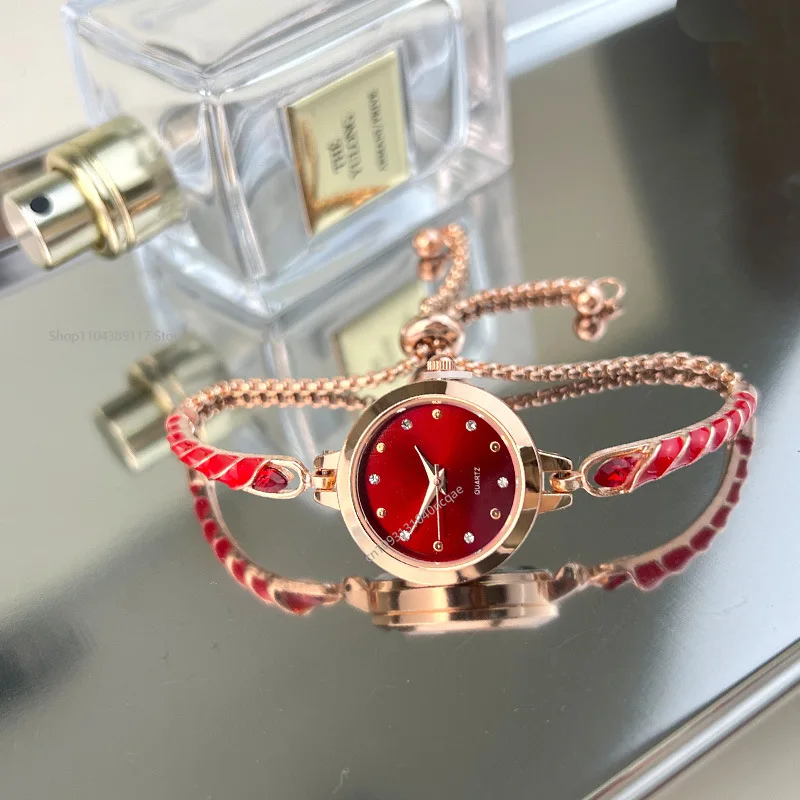 Watch for Women Fashionable Colorful Drill Thin Band Drill Round Women Watch Adjustable Alloy Bracelet Watch Relojes Para Mujer