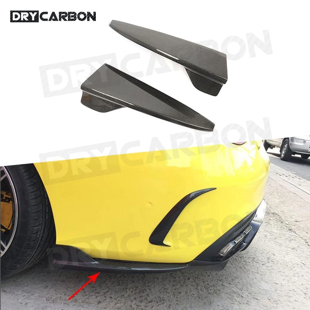 

DRY CARBON Rear Bumper Lip Splitters Winglets Cupwing for Benz W205 C205 C180 200 300 C63 2015-2020 Dry Carbon Fiber Rear Aprons