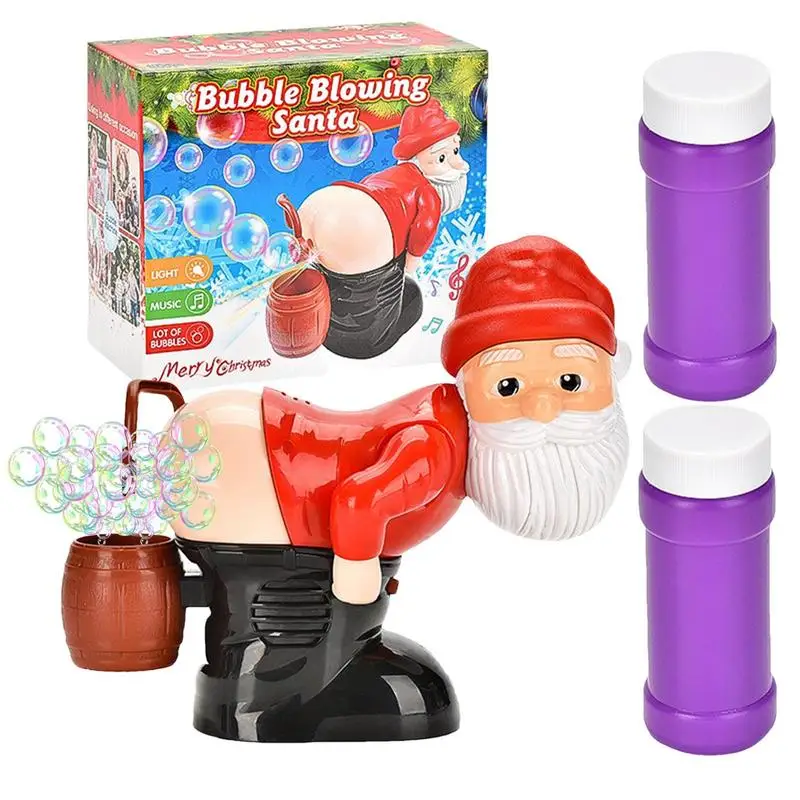 Souffleur à bulles automatique Santa Santa, souffleur de gnomes coquins, machine de soufflage à bulles avec lumières flash et musique pour l'extérieur