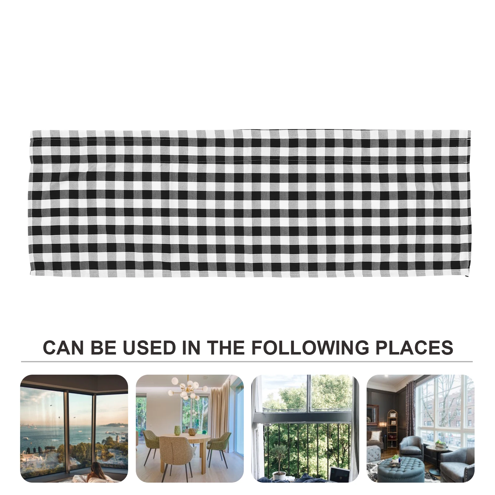 

Buffalo Plaid Kitchen Valance Polyester Black White Check Window Curtain Decorative Window Valance Living Room Curtain