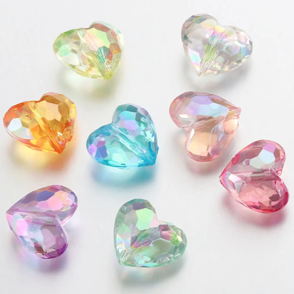 

20 шт. акриловых бусин в форме сердца, прозрачные разделительные бусины для изготовления украшений своими руками, подвесок, ожерелий, браслетов, материалы для рукоделия