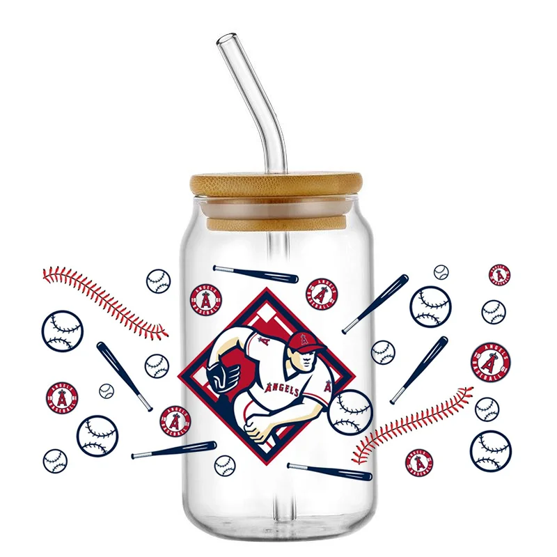 Baseball Team Decal Transfer Stickers Waterproof UV DTF Cup Mug Wraps Sticker DIY 3D Wrap Decal for 16oz Libbey Glass