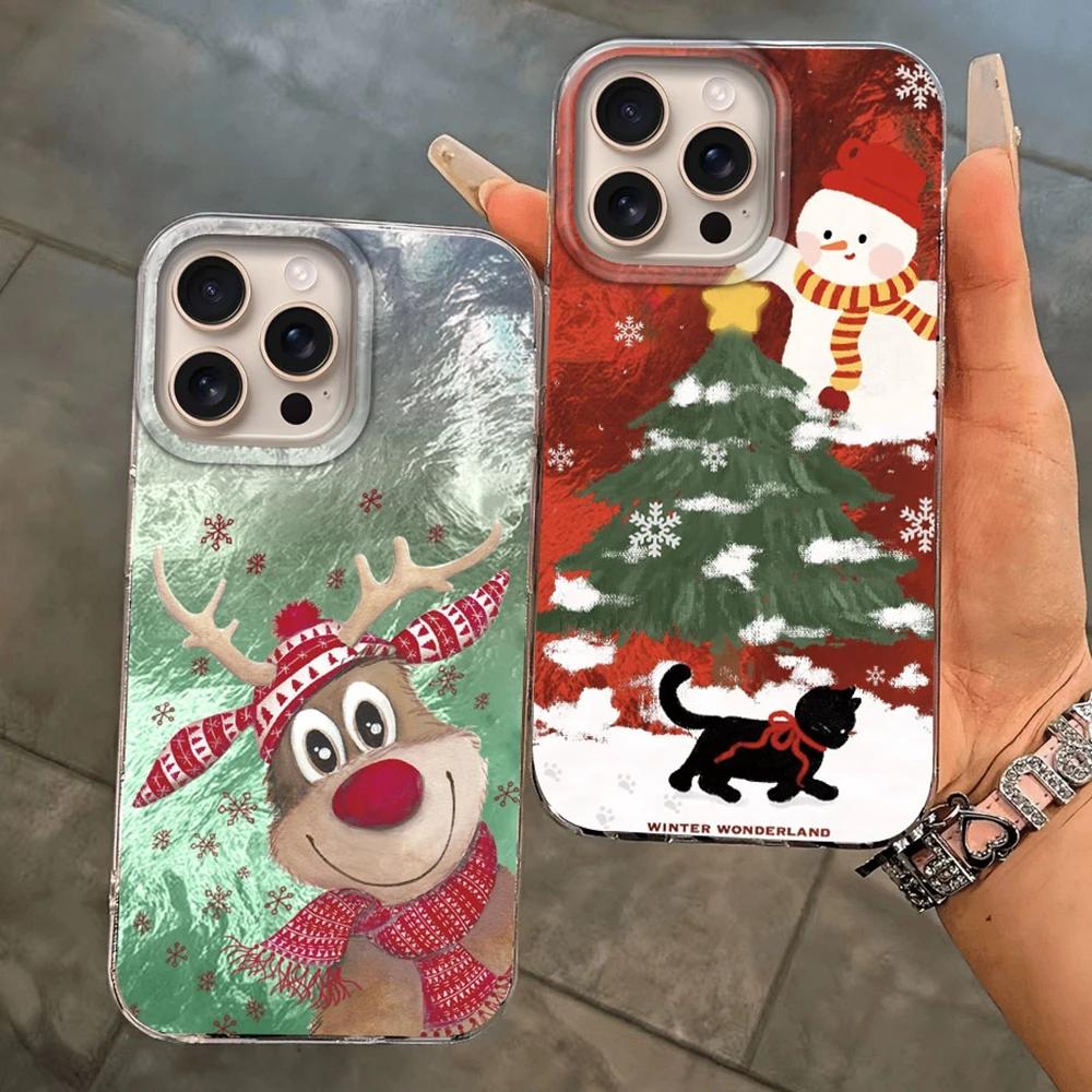 

Christmas Cat Cartoon Women Phone Case For Apple iPhone 16e 16 15 14 13 11 12 Pro Max 7 8 Plus X XS XR SE Girls Funda Cover