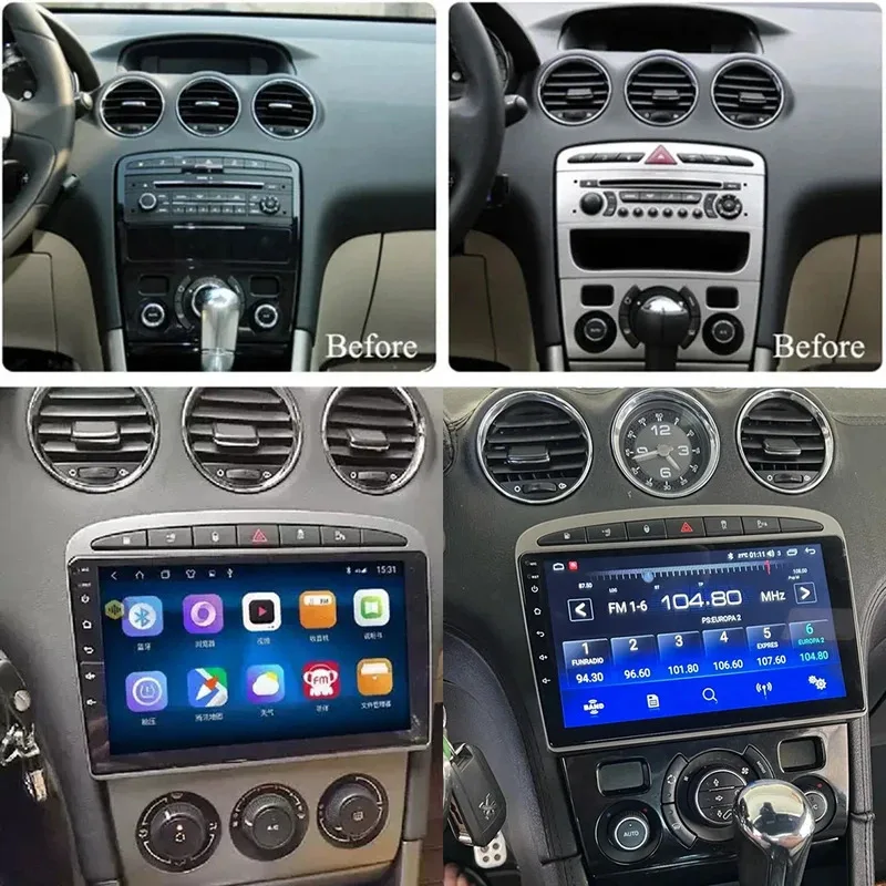 CarPlay Andorid 15 Auto Car Radio For Peugeot RCZ 308 SW 2007-2015 408 2012-2020 Touch Screen Multimedia GPS 2Din Rradio WIFI 4G