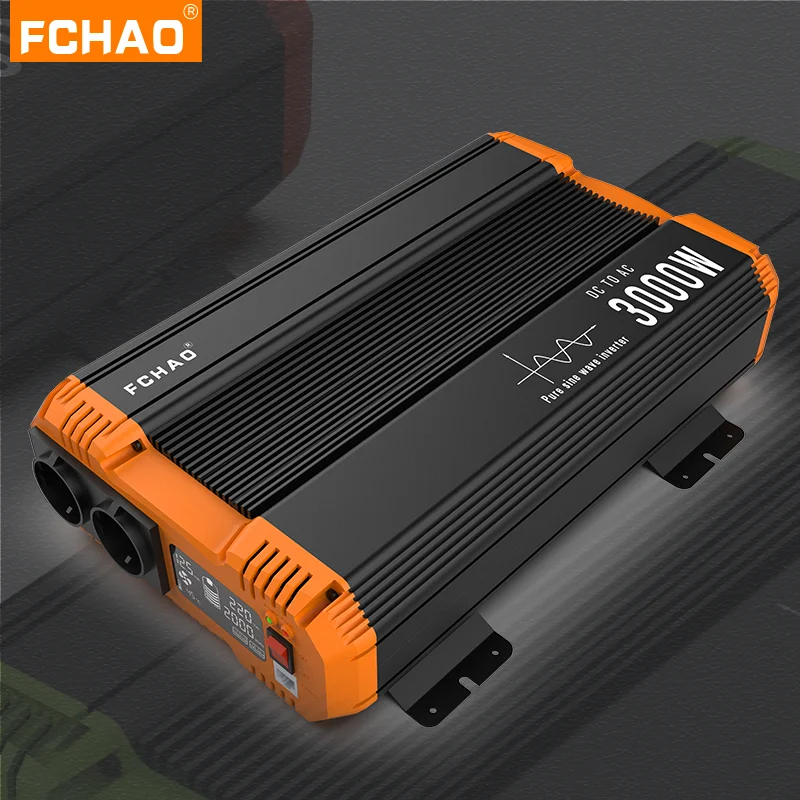 Imagem -02 - Fchao 6000w Onda Senoidal Pura Inversor 12v 24v a 220v 230v Conversor de Potência Display Lcd Tensão Transformador Acessórios Automóveis Ups